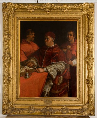 拉斐尔之后的教皇利奥十世与两位红衣主教 作者 Giorgio Vasari